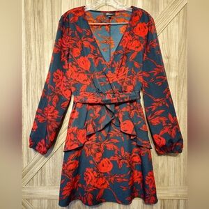 Floral Red and Black Women's Dress